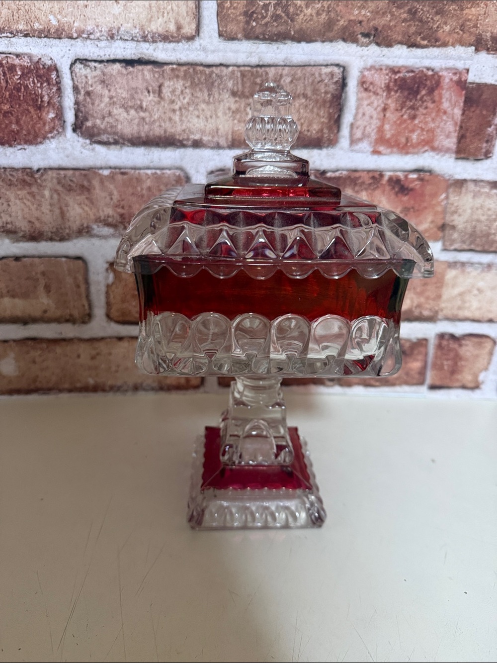 Vintage Westmoreland Glass Ruby Red Wedding Box.